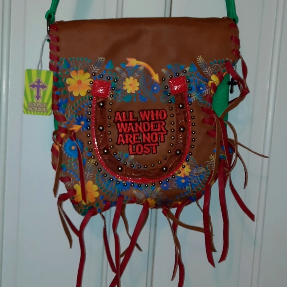Gypsy Soule Purse Fringe Urban Farm Girl Fun Wanderer Arrow Floral Crossbody Fun